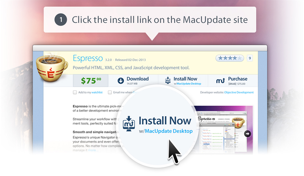 Step 1 - Click the install link on the MacUpdate site